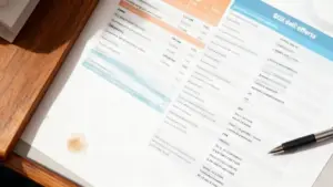 Una bolletta dell’elettricità su un tavolo con una penna accanto